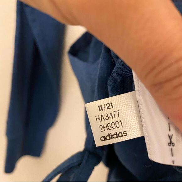 Adidas Woman’s Essentials Slub 1/4 Button blue lightweight Hoodie -XL NWT - Picture 9 of 11